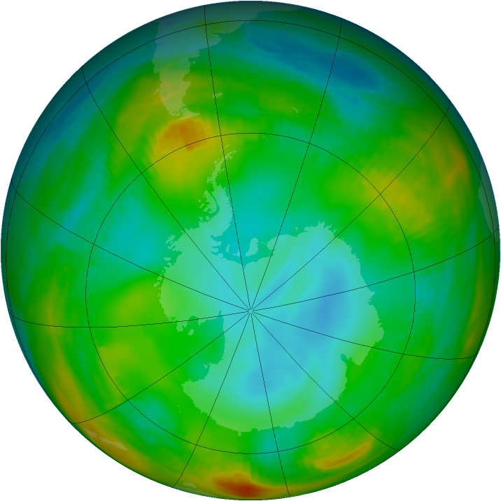 Antarctic ozone map for 10 July 1981